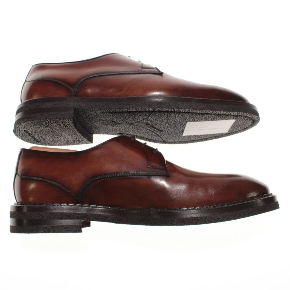 Di Bianco NWD Lace Up Derby Dress Shoes Size 9 US in Brown Leather Made in Italy